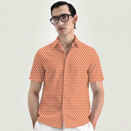 Soft Muskmelon Polka Dot Print Fabric for men's shirting, design 20413, Clothwala