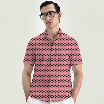 Tea Rose Black Polka Dot Print Fabric for men's shirting, design 20459, Clothwala