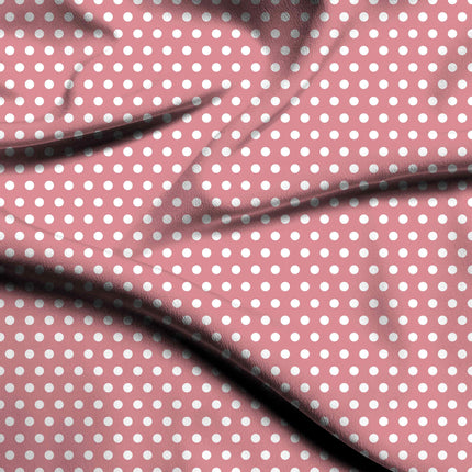 Tea Rose Polka Dot Print Fabric — flat fabric view, design 20423, Clothwala