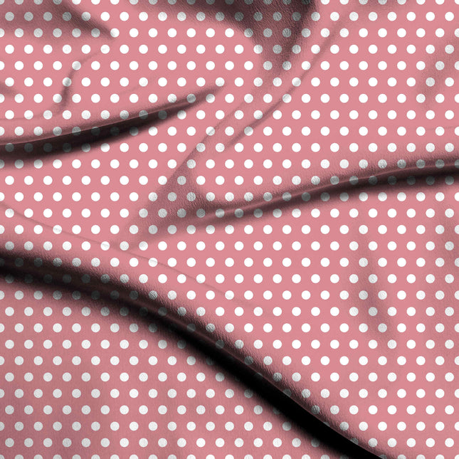 Tea Rose Polka Dot Print Fabric — flat fabric view, design 20423, Clothwala