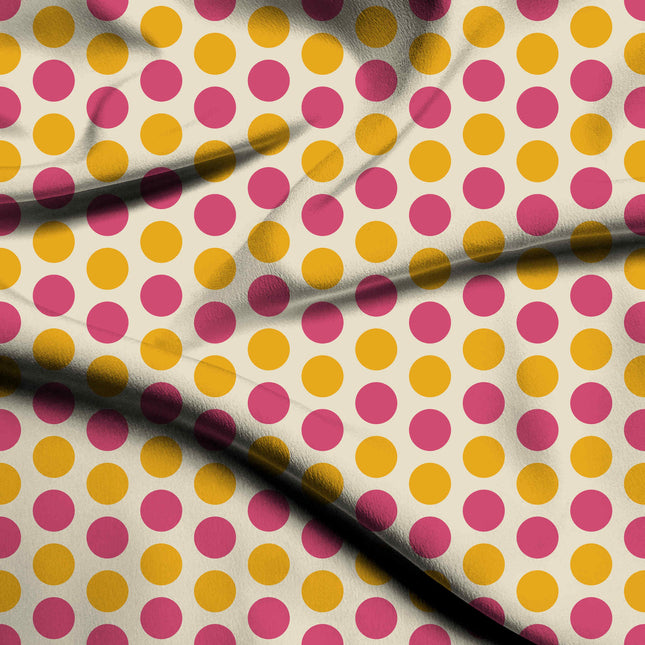 Teaberry & Ochre Gold Polka Dot Print Fabric — flat fabric view, design 20497, Clothwala