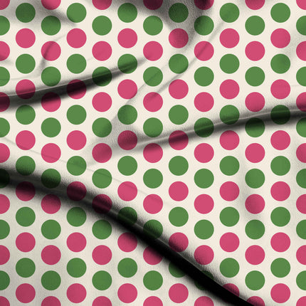 Teaberry & Meadowland Green Polka Dot Print Fabric — flat fabric view, design 20485, Clothwala