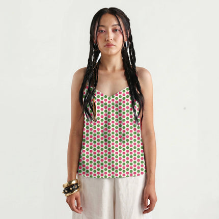 Teaberry & Meadowland Green Polka Dot Print Fabric for women's dresses, design 20485, Clothwala