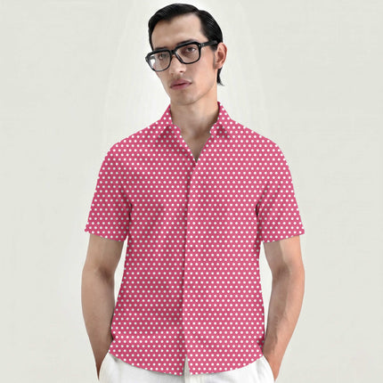 Teaberry Polka Dot Print Fabric for men's shirting, design 20425, Clothwala