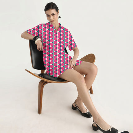 Teal & Pink Dot Stripe Print Fabric in 2026-27 trending womenswear, design 20505, Clothwala