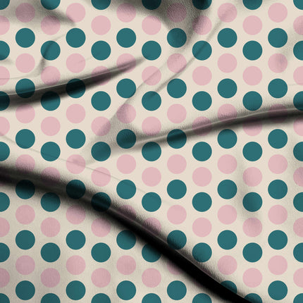 Teal & Tickled Pink Polka Dot Print Fabric — flat fabric view, design 20494, Clothwala