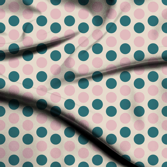 Teal & Tickled Pink Polka Dot Print Fabric — flat fabric view, design 20494, Clothwala
