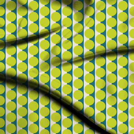 Teal & Lime Glow Dot Stripe Print Fabric — flat fabric view, design 20511, Clothwala