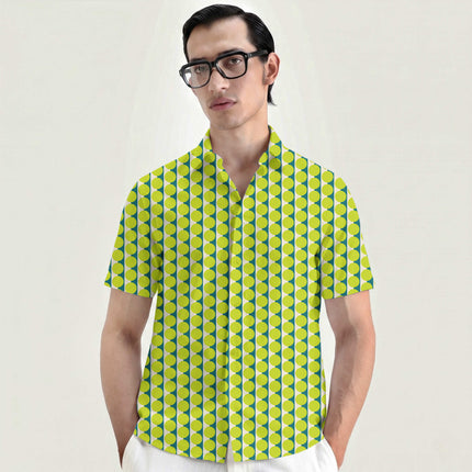 Teal & Lime Glow Dot Stripe Print Fabric for men's shirting, design 20511, Clothwala