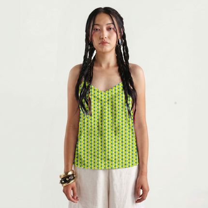 Teal & Lime Glow Dot Stripe Print Fabric for women's dresses, design 20511, Clothwala