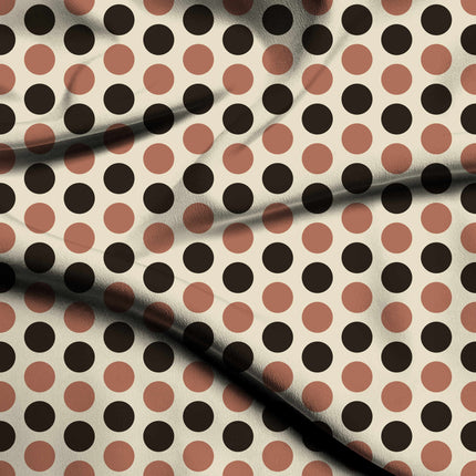 Terracotta & Chocolate Brown Polka Dot Print Fabric — flat fabric view, design 20483, Clothwala