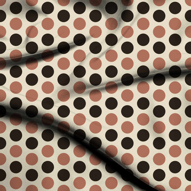 Terracotta & Chocolate Brown Polka Dot Print Fabric — flat fabric view, design 20483, Clothwala
