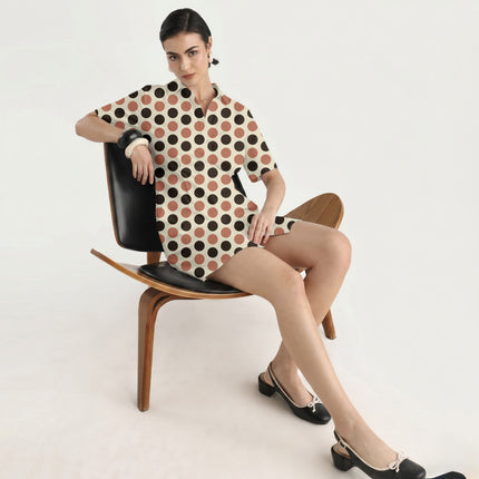 Terracotta & Chocolate Brown Polka Dot Print Fabric in 2026-27 trending womenswear, design 20483, Clothwala