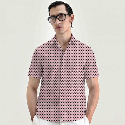 Tickled Pink Black Polka Dot Print Fabric for men's shirting, design 20461, Clothwala