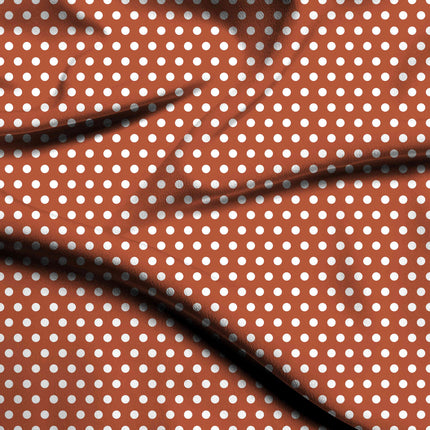 Warm Brick Polka Dot Print Fabric — flat fabric view, design 20411, Clothwala
