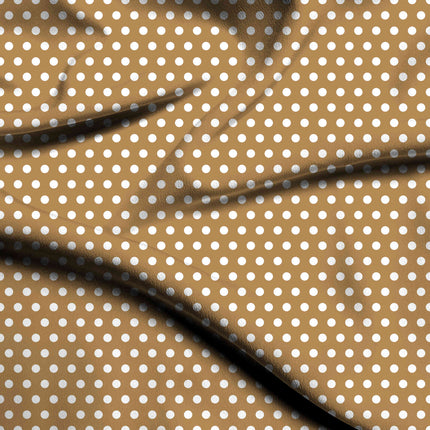 Warm Caramel Polka Dot Print Fabric — flat fabric view, design 20447, Clothwala