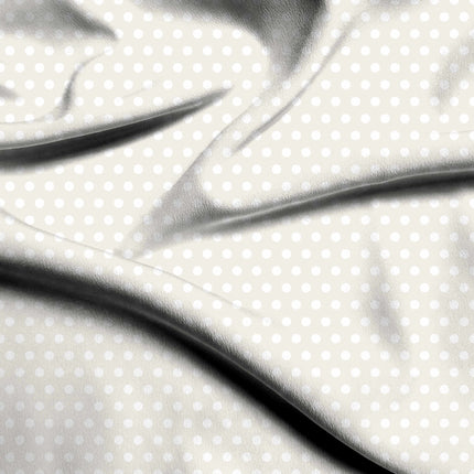 White Onyx Polka Dot Print Fabric — flat fabric view, design 20445, Clothwala