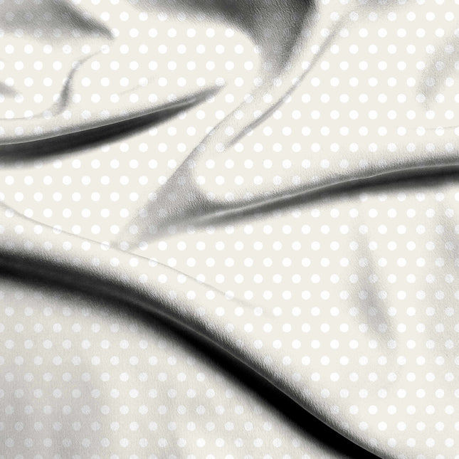 White Onyx Polka Dot Print Fabric — flat fabric view, design 20445, Clothwala
