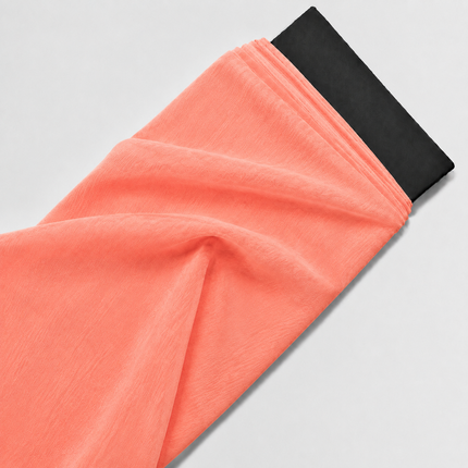 Coral Peach Solid Poly Chiffon Fabric — design 587AC-RSSC/DS-319, Clothwala