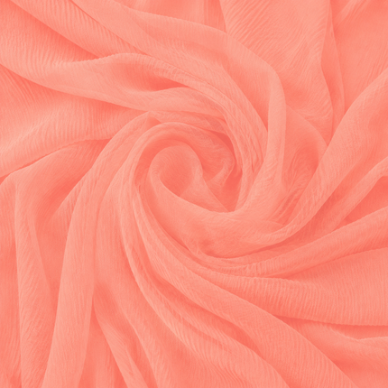 Coral Peach Solid Poly Chiffon Fabric — design 587AC-RSSC/DS-319, Clothwala