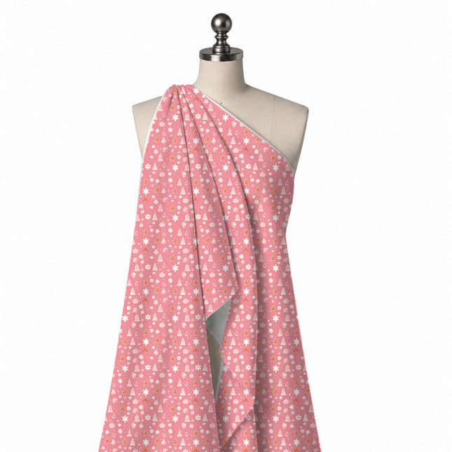 Draped on a mannequin: small-scale tonal festive scatter of cream and pale pink line-drawn, design Design No_4899, Clothwala