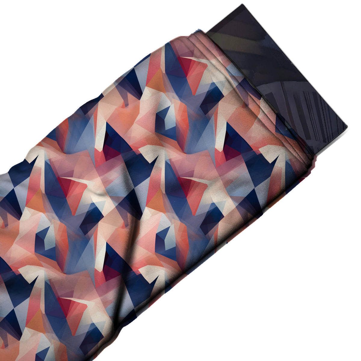 Flat fabric swatch: all-over geometric of gradient-shaded pointed shards, design 3498, Clothwala