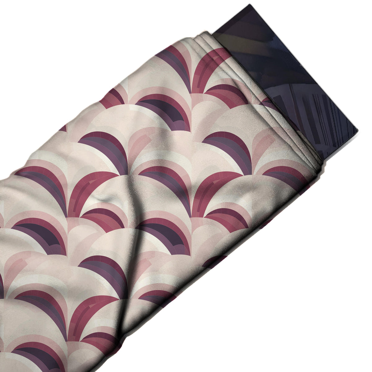 Flat fabric swatch: all-over large-scale layout of overlapping cream and blush domes with, design Design No_4262, Clothwala