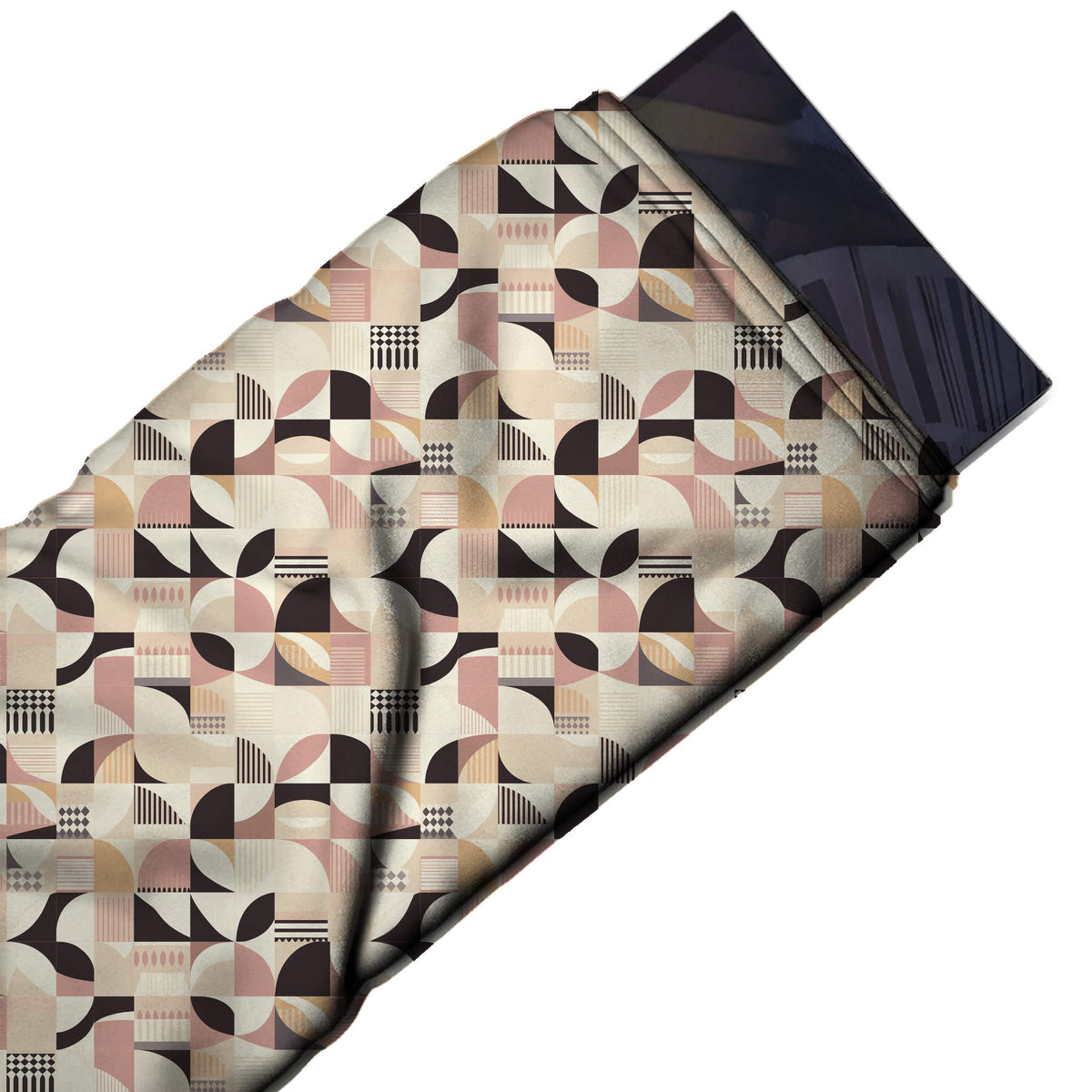 Flat fabric swatch: all-over small-scale grid of quarter circles, design Design No_4264, Clothwala