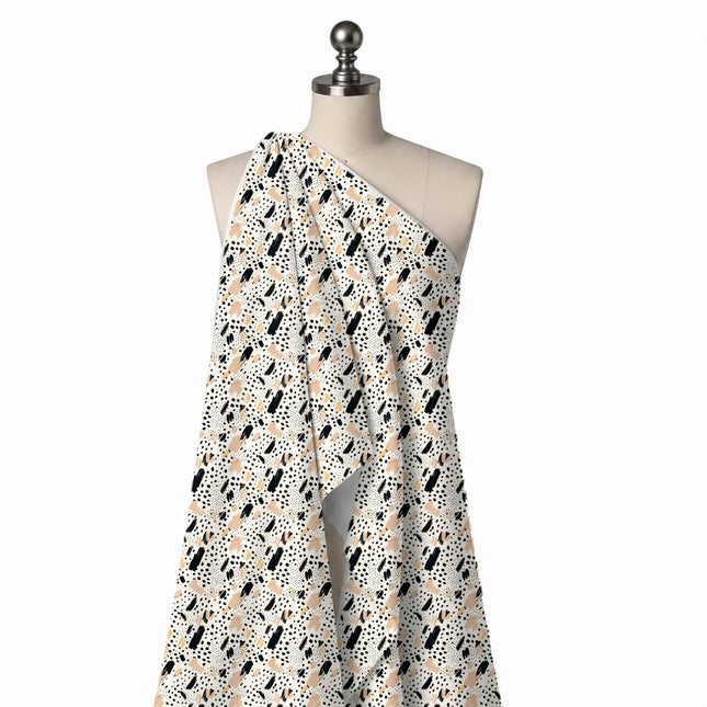 Draped on a mannequin: all-over abstract of short diagonal dry-brush strokes in black and, design Design No_4049, Clothwala