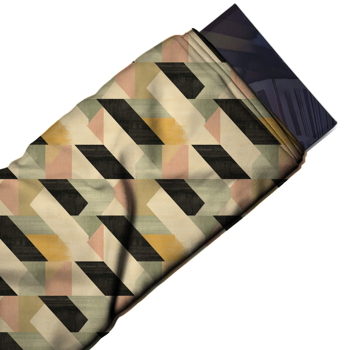 Flat fabric swatch: all-over large-scale geometric of diagonal parallelogram bands in, design Design No_4342, Clothwala
