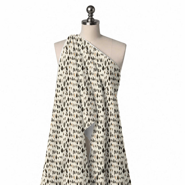 Draped on a mannequin: small-scale all-over print of upright feathers in mixed sizes, design Design No_4076, Clothwala