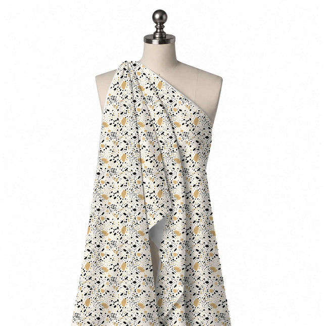 Draped on a mannequin: all-over scatter of black dots and short oval dashes that vary in, design Design No_4038, Clothwala