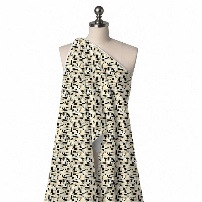 Draped on a mannequin: small-scale all-over geometric of slightly tilted solid black, design Design No_4069, Clothwala