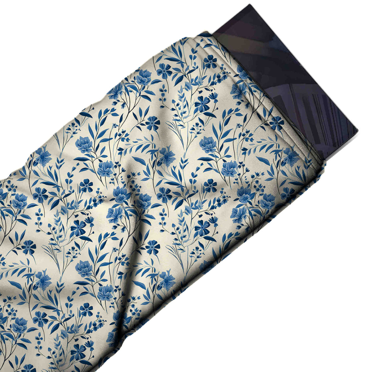 Flat fabric swatch: all-over trailing layout of small watercolour blooms, design Design No_4536, Clothwala