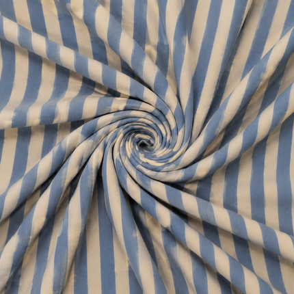 Cream & Blue Vertical Stripes Print Fabric — design 1450AC-AGGP/DS-154, Clothwala