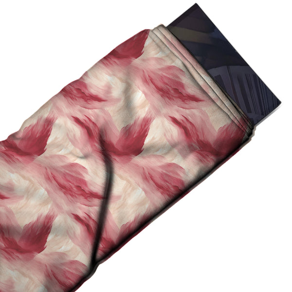 Cream Blush & Crimson Pink Feathered Brushstroke Printed Spandex Fabric