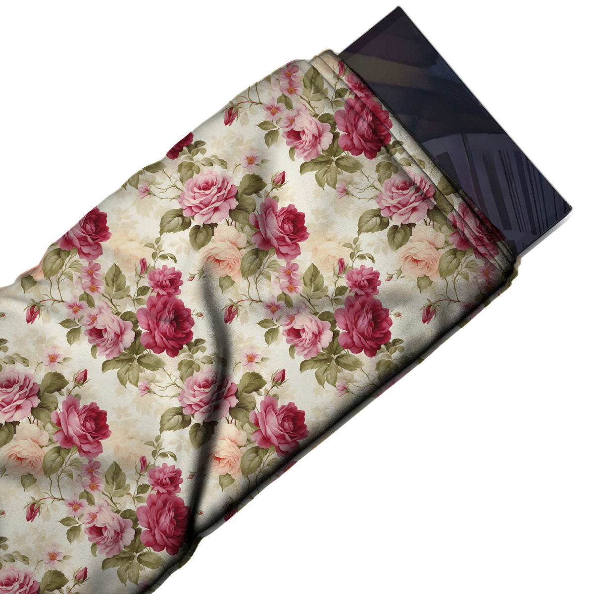 Flat fabric swatch: all-over layout of burgundy, design 3639, Clothwala