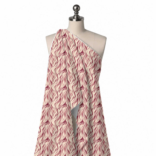 Draped on a mannequin: dense all-over print of narrow flowing ribbons that twist, design Design No_3933, Clothwala