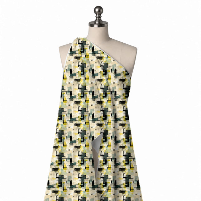 Draped on a mannequin: medium-scale all-over collage of washed and textured blocks in, design Design No_4070, Clothwala