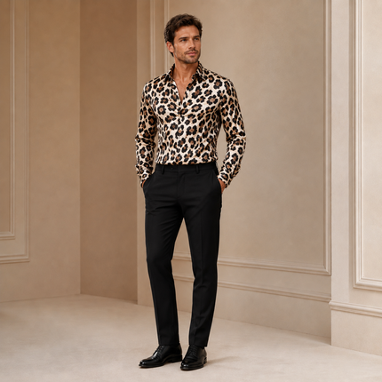 Cream & Dark Brown Leopard Spots Print Fabric — design 385US-VBCT/DS-91, Clothwala