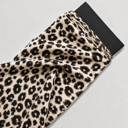 Cream & Dark Brown Leopard Spots Print Fabric — design 385US-VBCT/DS-91, Clothwala