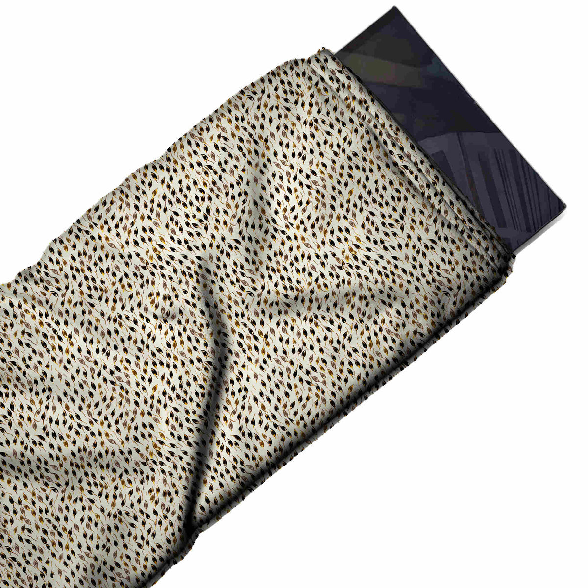 Flat fabric swatch: very dense micro-scale all-over texture of tiny seed-shaped dashes in, design Design No_4085, Clothwala