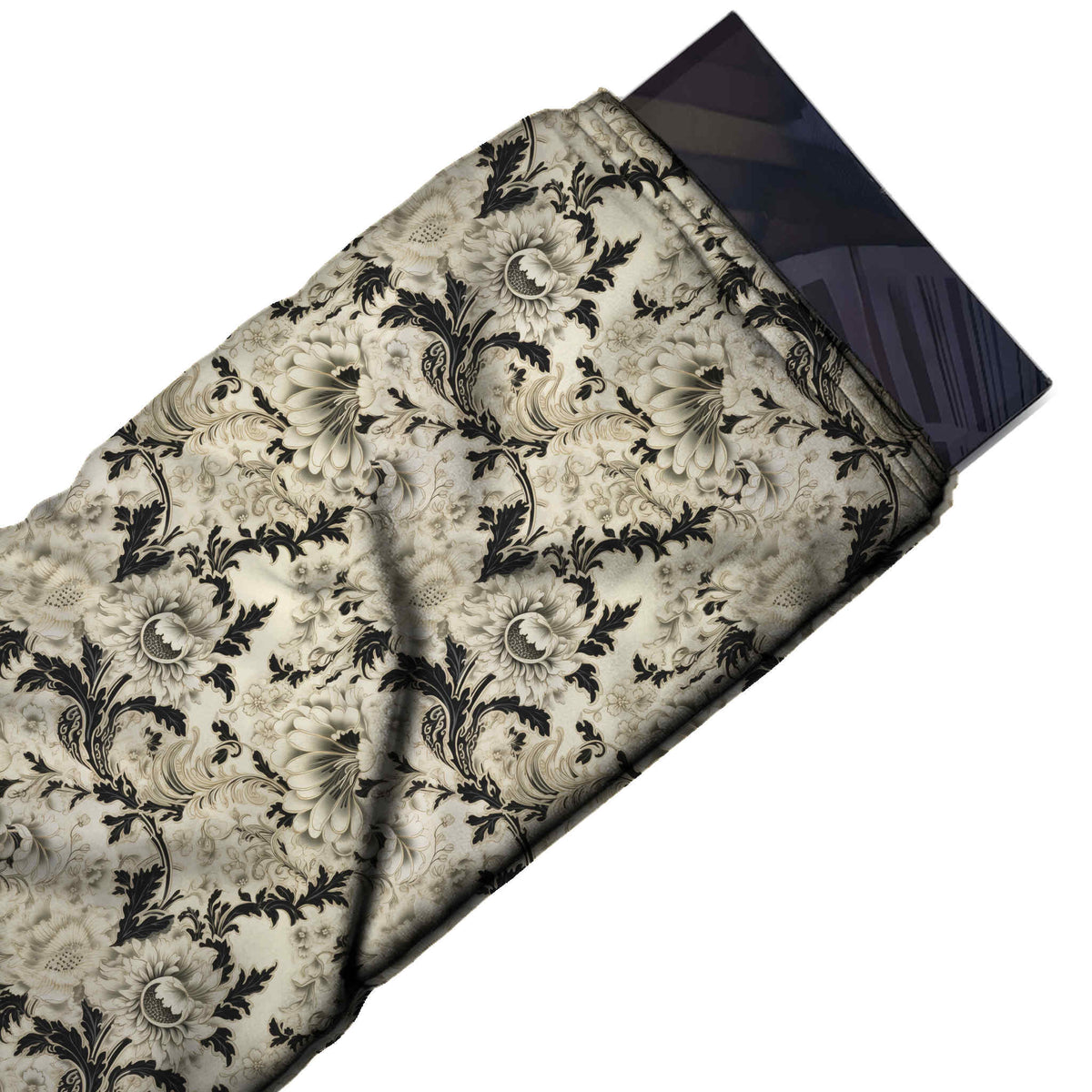 Flat fabric swatch: dense all-over layout of medium blush beige shaded chrysanthemum-style, design Design No_4208, Clothwala