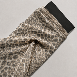 Cream & Dark Grey Leopard Spots Print Fabric