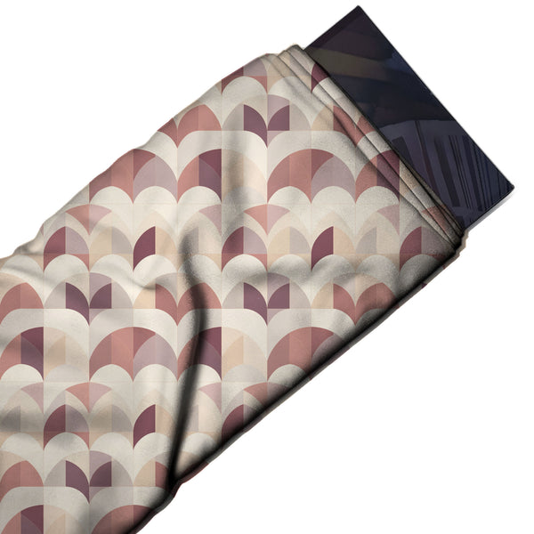Cream & Dusty Rose Tonal Dome Arches Printed French Crepe Fabric