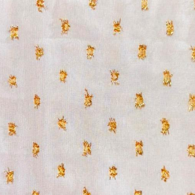 Cream & Gold Solid Cotton Cambric Fabric — design 1453C21-ABMP/DS-343, Clothwala