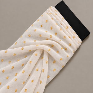 Cream & Gold Solid Cotton Cambric Fabric