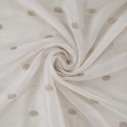 Cream & Gold Solid Poly Chiffon Fabric — design 870SB-ABJI/DS-127, Clothwala