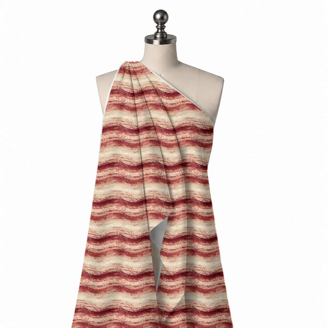 Draped on a mannequin: horizontal undulating bands with a stippled, flecked texture, design Design No_3930, Clothwala