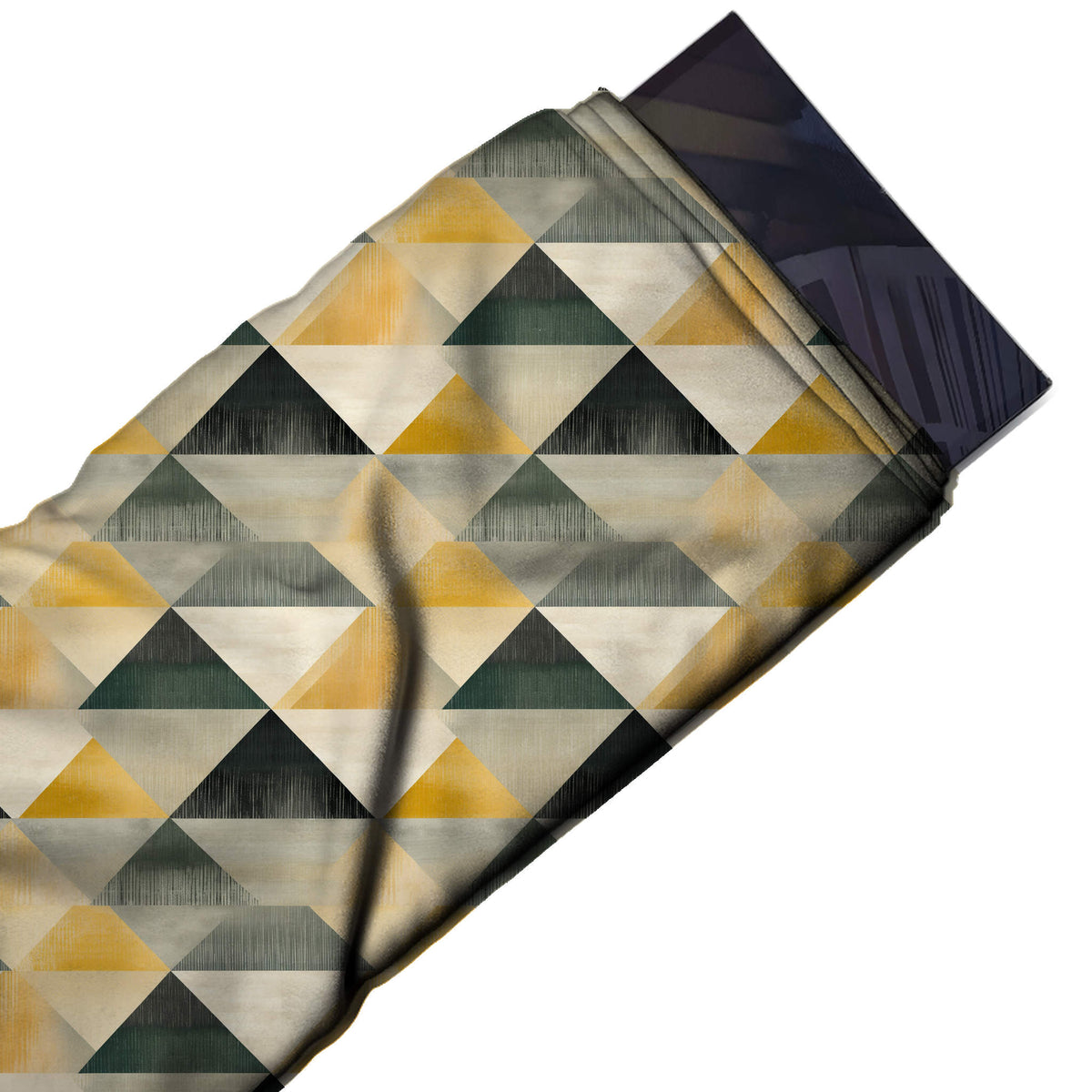 Flat fabric swatch: all-over large-scale tessellation of triangles and trapezoids in, design Design No_4362, Clothwala